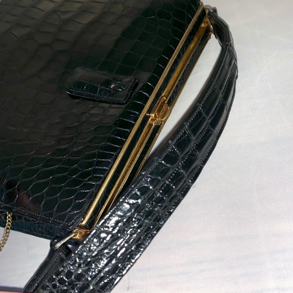 Vintage ALLIGATOR I. Magnin Rendl Original Purse Pristine Handbag - Picture 11 of 16